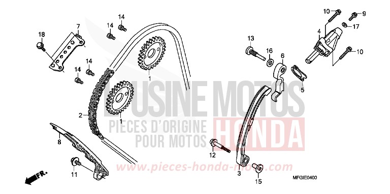 NOCKENWELLENKETTE/SPANNVORRICHTUNG von Hornet ABS PEARL SIENA RED (R320) von 2010